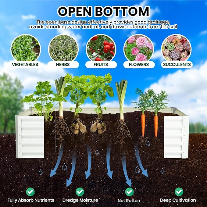 Large Outdoor Planter Boxes Kit Set of 2,6x3x1.5ft Galvanized Raised Bed Planter with Open-Ended Base Design, Elevated for Outdoor Plants, Durable Raised Bed for Gardening,Green