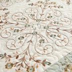 vctops 3 Piece Farmhouse Patchwork Quilt Set Full/Queen Size, Elegant Floral Embroidered Cotton Quilted Bedspread Coverlet Lightweight Reversible Bedding Cover with 2 Pillow Sham (90x96 in)