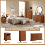 T4TREAM 7 Drawers Dresser Chests for Bedroom, Wood Vintage Chests of Drawers, Rustic Dressers Chset Organizer for Bedroom, Living Room, Hallway, Cherry