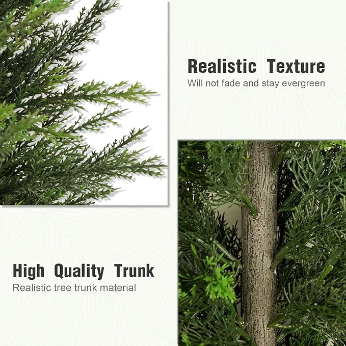 Artificial Topiary Ball Tree, Indoor Realistic Faux Boxwood Bush Potted Plants, Outdoor Fake Shrubs Cedar Evergreen Plants for Home Living Room Front Porch Decor (2, 3ft)