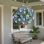 UV Resistant Artificial Petunias Fake Flowers Artificial Flowers for Outdoors Silk Flowers Fake Hanging Basket Plants Suitable for Outdoor Porch Decoration Patio Decoration,13.3In,Blue, 4PCS