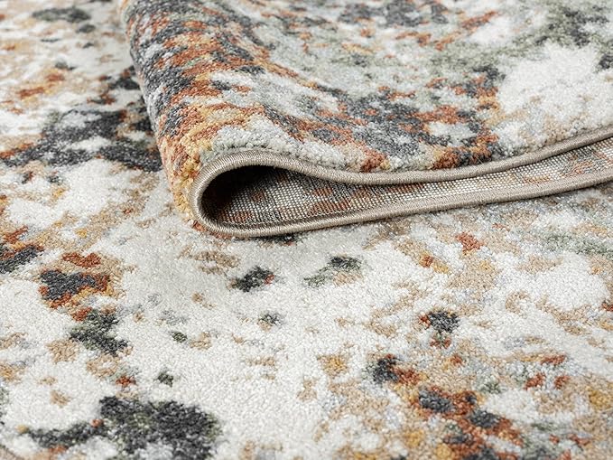 Keen Home Design Area Rugs - 8ft Round Non-Shedding, Abstract Rugs for Kitchen, Living Room, Bedroom, Dining Room, Entryway - Size: 7'10" Square, Multi