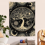 Lunerfex Tree of Life Tapestry Starry Sky Wall Tapestry, Vintage Tapestries for Bedroom Ceiling Tapestries Wall Hanging for Bedroom Living Room Decor Tree-3 60"x80"