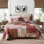 Yvooxny King Quilt Set Quilted Bedspread Country Farmhouse Cottage Vintage Ditsy Floral Paisley Style Reversible Lightweight Coverlet Set Real Patchwork Quilt for All Seasons, Antique Rose, King Size