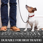 Yimobra Welcome Door Mat Outdoor Indoor, Non Slip Front Doormats, Heavy Duty Rubber Backing, Low-Profile Entrance Mat, Absorbent Resist Dirt, Easy Clean Patio Garage Floor Mats, 29.5 x 17, Grey