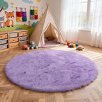Purple Fluffy Round Area Rugs for Bedroom,5'X5'Shag Circle Area Rugs for Girls Room,Non Slip Fuzzy Plush Rug for Kids Room Living Room and Dorm Home Decor Rug