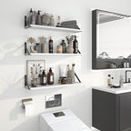 Heimlove Floating Shelves for Wall, 24 Inch Long Wood Floating Shelves Set of 3, Wall Mounted Hanging Shelf for Bathroom Bedroom Kitchen, White