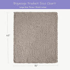 Bigacogo Chunky Knit Throw Blanket for Couch, 51x63 inches, 100% Hand Knitted with Thick Jumbo Chenille Yarn, Cozy Soft Large Rope Knot Cable Crochet Blankets for Sofa Bed Living Room, Taupe