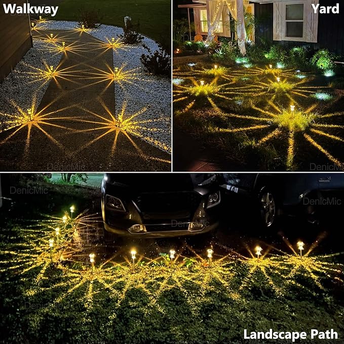 DenicMic Solar Lights Outdoor 15 Pack Waterproof 3000K Warm White LED Acrylic lamp Head Stainless Steel Stake for Landscape Lighting Path Walkway Sidewalk Backyard Patio Decor