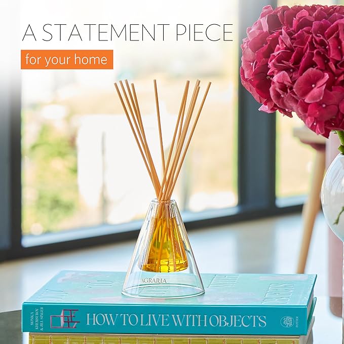 Agraria Bitter Orange Reed Diffuser Set, 12 Reeds Essential Oil Freshener Sticks, Scent Diffusers for Home Fragrance, Scented Oil Diffuser Gift Box