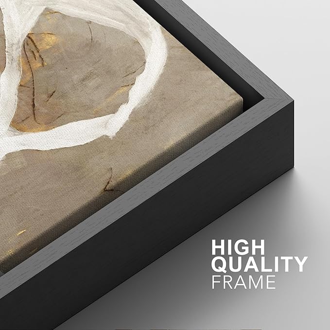 SIGNFORD Framed Canvas Print Wall Art Set Abstract White and Beige Brushstrokes on Neutral Illustrations Modern Art Decorative Bohemian for Living Room, Bedroom, Office - 24"x36"x2 Black