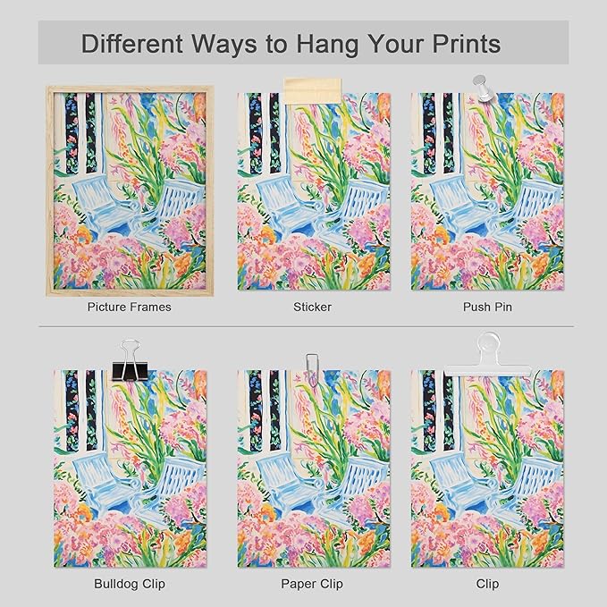 SIGNWIN Adhesive Canvas Poster Tropical and Floral Bright Botanical Preppy Room Decor Pink Decor Digital Art Modern Art Decorative Multicolor Scenic for Bedroom - 11"x14"x4