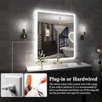 SBAGNO LED Bathroom Mirror with Lights, 32''x28'' 3D Border Bathroom Vanity Wall Mirror with Bluetooth, Anti-Fog, Stepless Dimming, 3 Colors, Tempered Glass Lighted Vanity Mirror for Bathroom