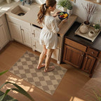 Lahome Checkered Easy Jute Rug, 2x3 Entryway Rug Indoor Outdoor Front Door Mat, Farmhouse Neutral Non Slip Non Shedding Washable Kitchen Mats for Floor Foyer