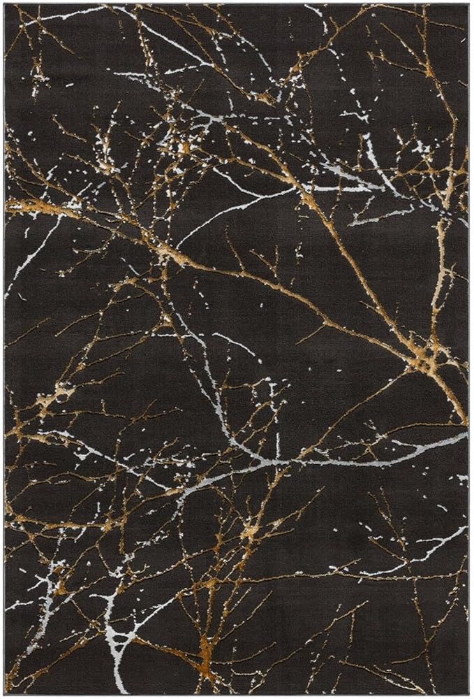 LUXE WEAVERS Modern Abstract Nature Black 4x6 Area Rug, Non-Shedding Carpet