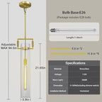 Brass Pendant Lights,Modern Glass Pendant Lights Kitchen Island,21.6'' Farmhouse Gold Kitchen Pendant Lighting Over Island for Dining Table,Bathroom,Bedroom,Included E26 Bulb