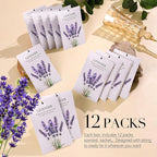 Lavender Scented Sachet Bags - 12 Pack Closet Freshener Odor Eliminator, Long Lasting Home Fragrance for Drawers, Wardrobes & Cars, House Smell Good Products, Air Freshener for Closet