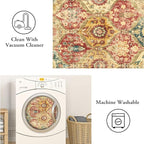 Lahome Moroccan Trellis Hallway Rug, 2x5 Washable Runner Rug Non Slip Kitchen Runners for Hallways, Ultra-Thin Vintage Carpet for Bedroom Bathroom Entryway, Red/Orange