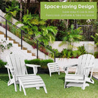 GREENVINES Adirondack-Ottoman | Set of 4 | HDPE Plastic | Outdoor Footrest | All Weather | Foot Rest | Foot Stool | White | for Adirondack Chair | for Patio Backyard Pool
