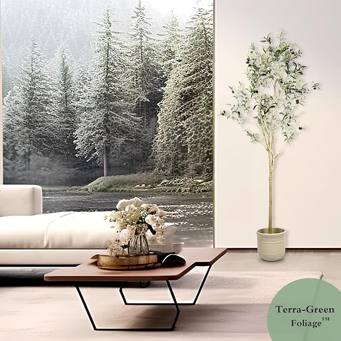 Artificial Olive Tree 6 ft Natural Olive Branches and Realistic Leaves for Modern Home Office Living Room Floor Decor 71 Inch