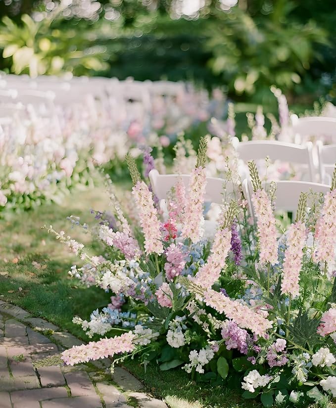 Delphinium Artificial Flowers,6PCS Tall Pink Fake Flowers 29.5" Faux Hyacinth Silk Flowers with Stems for Wedding Party Home Garden Decor (Pinkish Purple)