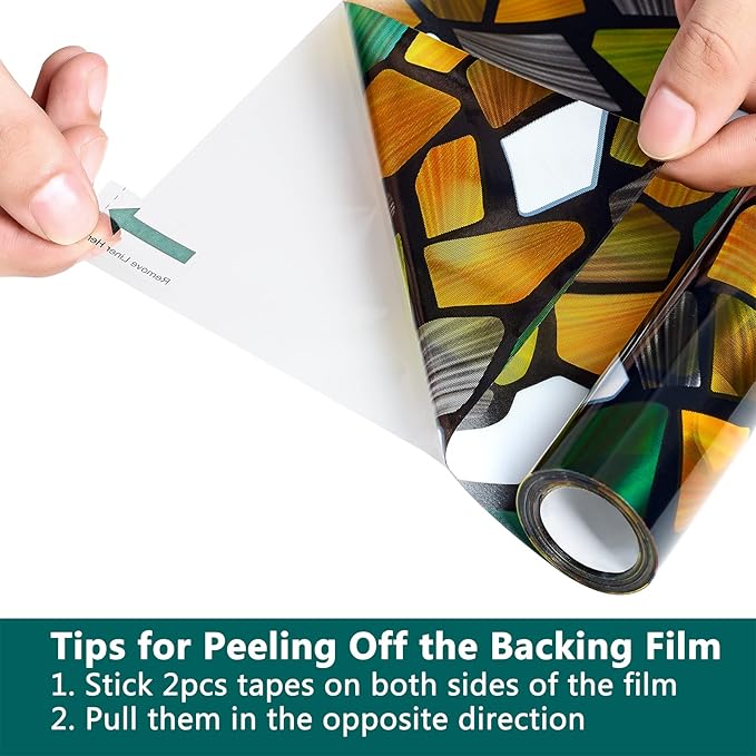 Volcanics Decorative Stained Glass Window Privacy Film with Installation Tools– Static Cling Privacy Sticker for Home & Church, Non-Adhesive, Anti-UV & Heat Blocking, 17.5 x 78.7 Inches