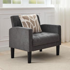 TYBOATLE Mid-Century Fabric Tufted Accent Living Room Armchairs, Comfy Modern Upholstered Bedroom Office Armchair, Reading Chair