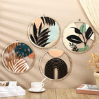 Qunclay 4 Pieces Boho Wall Art Wooden Bohemian Wall Decor Hanging Art Nursery Decor Farmhouse Geometric Hanging 10 Inch Aesthetic Wood Minimalist for Apartment Bedroom(Elegant)