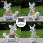 Garden Statues Outdoor Decorations Solar Turtle Angels Decor with Succulents LED Lights Garden Ornaments Figurines for Patio Yard Lawn Gifts for Women Grandma
