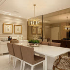 8-Light Modern Farmhouse Gold Geometric Chandelier, Large Industrial Metal Kitchen Light Fixtures, Rustic Cage Hanging Lights for Dining Room Entryway Foyer Living Room Stairway