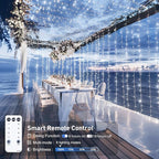 JMEXSUSS 300 LED 9.8x9.8Ft Curtain Lights Indoor with Remote, White Christmas Lights Plug in, 8 Modes White String Lights for Bedroom Wall Wedding Reception Dorm Party Backdrop Window Outdoor Decor