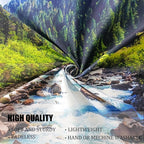 Nature Forest Mountain Tapestry Green Pine Tree Stream Tapestry White Clouds Flowing River Valley Landscape Scenery Tapestries Wall Hanging for Bedroom Dorm Living Room Office Classroom 47 x 35 Inch