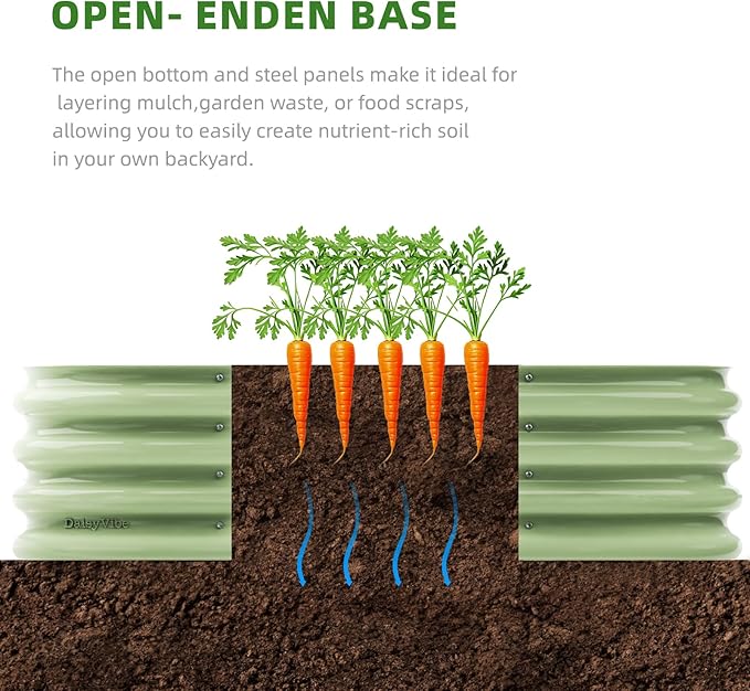 DaisyVibe Raised Garden Bed Kit, Planter Raised Garden Boxes Outdoor, Oval Large Metal Raised Garden Beds for Vegetables Flowers (Green, 5ftx2ftx1ft)