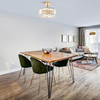 VONLUCE Crystal Light Fixture, Modern Semi Flush Mount Ceiling Light, 15" Round 4-Light Crystal Chandelier Hallway Lighting for Kitchen Bedroom Living Room Dining Room Entryway Closet, Gold