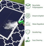 GENIMO Outdoor Rug Waterproof for Patio Decor, 5'x8' Reversible Plastic Straw Rug Carpet, Camping Mats for Outdoor, RV, Backyard, Deck, Balcony, Picnic, Blue & White