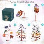 Crocon Crystal Heart Base Tree of Life Gifts for Women, Seven Chakra Healing Crystals Tree Brings Positive Energy, Good Luck, Money, Feng Shui Home & Office Desk Decor, for Dad Mom & Wife Present