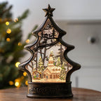 Musical Snow Globe Christmas Tree Lantern Lighted Church with Nativity Manger Scene Water Lantern in Swirling Glitter, Christmas Home Decoration and Gift, Battery Operated or USB Powered
