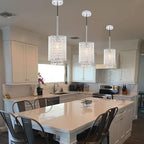 Mini Crystal Pendant Lighting 1 Light Modern Hanging Light Fixtures Small Cylinder Chrome Chandelier for Kitchen Island Dining Room