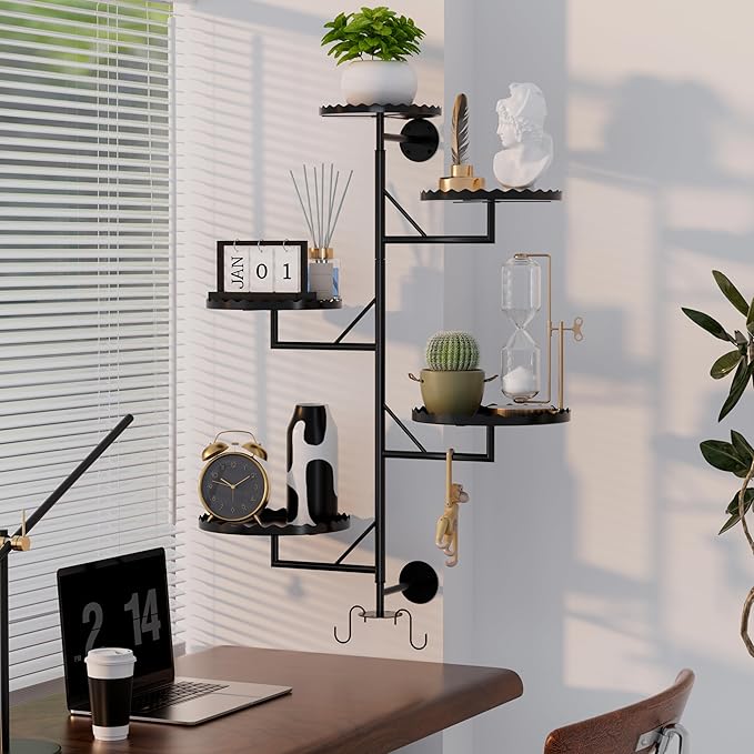 Rotating Wall Plant Shelves Versatile Window Plant Shelf for Indoor Plants Bathroom Living Room Use Wall Planter with Durable Metal Material 5 Pots