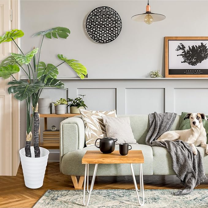 59in Artificial Monstera Deliciosa Trees with Pot, 4.9 Feet Fake Trees for Indoor Outdoor Home, Office Decor