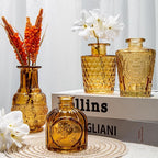 Glass Bud Vases Set of 10, Small Flower Vase in Bulk for Centerpieces, Mini Vintage Amber Vases for Rustic Wedding Vintage Home Table Decor