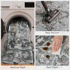 Grey Large 9x12 Area Rugs for Living Room Rug Bedroom Rug-Carpet Washable Neutral Vintage Dining Room Rugs for Under Table Soft Comfortable Non Slip