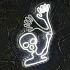 WLHOPE Skull Neon Signs - White LED Skeleton Skull Signs for Wall Decor, Halloween Decor, USB Waving Ghost Neon Light Up Signs for Bedroom, Kid's Room, Bar, Club, Shops, Party Decoration