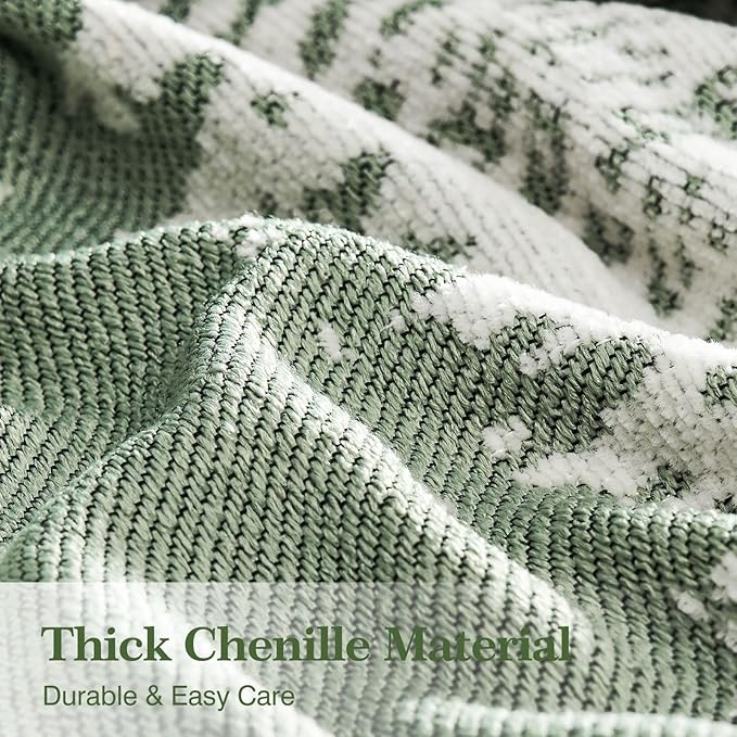 Couch Cover Boho for Dogs Washable Green Couch Covers for 2 Cushion Couch, Chenille Sectional Couch Covers L Shape Sofa Cover, Furniture Protector for Kids, Pets, Green 71" X150"