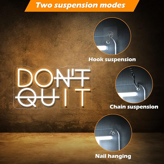 Don't Quit LED Neon Sign for Wall Decor, DO IT Neon Lights Party Decorations, USB Powered Switch Neon Lights lighting adjustable for Office Room, Gym Room, Man Cave, Gamer Room