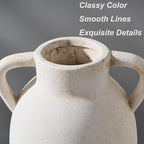 Ceramic Vase, 9.84 Inch Terracotta Vase with Handles, Boho Decor Decorative Vase, Rustic Vase for Home Decor, Farmhouse, Living Room, Table - Beige