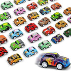 Vileafy 30 Pack Pull Back Cars for Kids – Mini Metal Toy Cars with Plastic Chassis, Assorted Die-Cast Vehicles, Classroom Prizes for Students, Treasure Box Toys, Party Favors & Rewards
