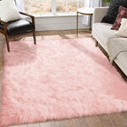 Goolela Pink Fuzzy Fluffy Rugs 6x9 Pink Furry Faux Fur Sheepskin Rug Plush Area Rug for Living Room Bedroom Soft Shag Rectangle Carpet Home Decor