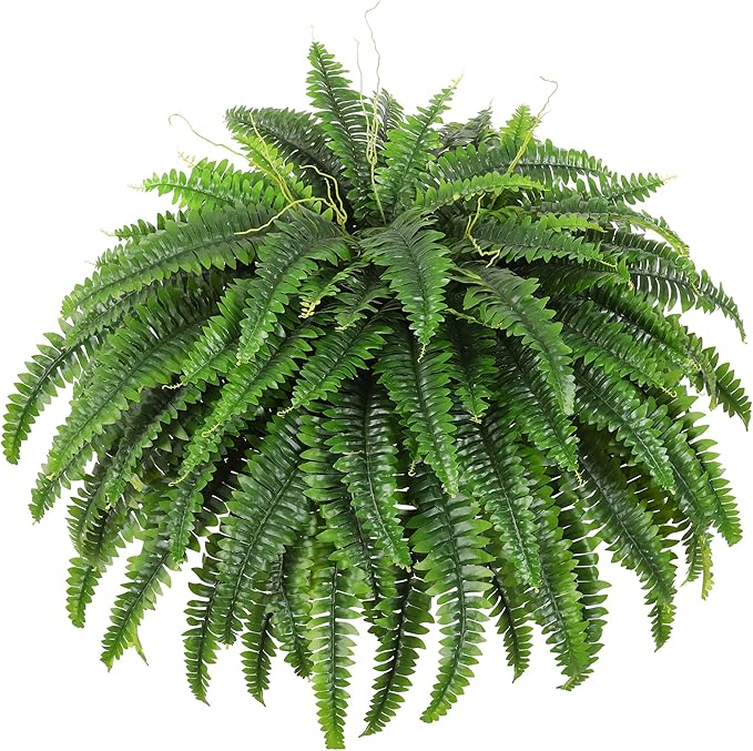 Single Silky Artificial Boston Fern Bush, 49Inch Large Artificial Ferns for Outdoors, Large Faux Ferns Artificial Plants,Suitable for Decorating Office, Living Room Faux Greenery,95Branches