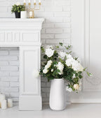 D'vine Dev 12 Inch Ivory Elegant Oval Ceramic Vase for Flowers, Home Décor Vase with Design Box, VS-LD-C-2